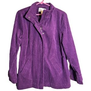 Relativity Purple Corduroy Jacket Women's Medium Raisinprpl Full Zip Snap Front